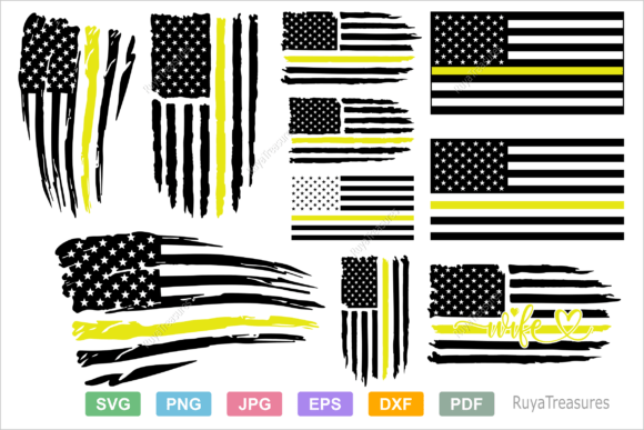 911 Thin Yellow Line Distressed Flag Svg