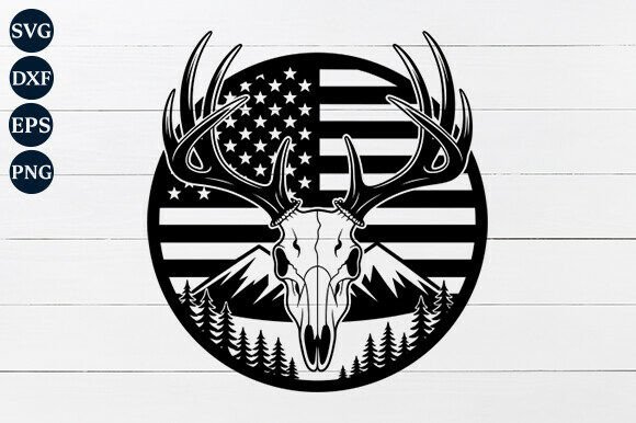 American Flag Deer Skull SVG Graphics & Crafts