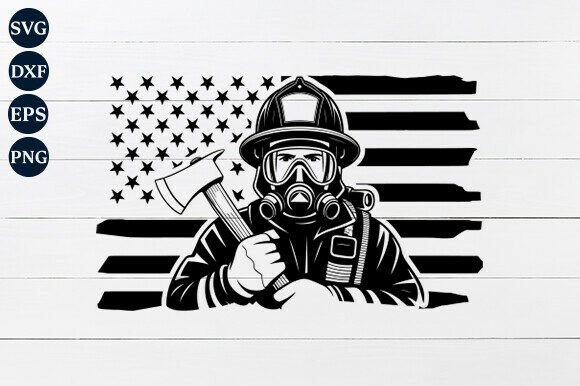 American Flag Fireman SVG: Graphics for Crafts & Local Business