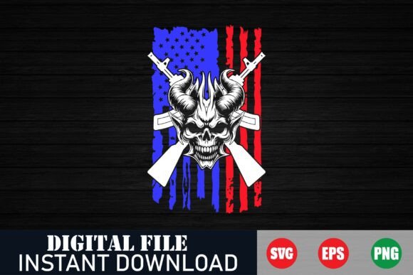 American Flag Skull Vector Illustration