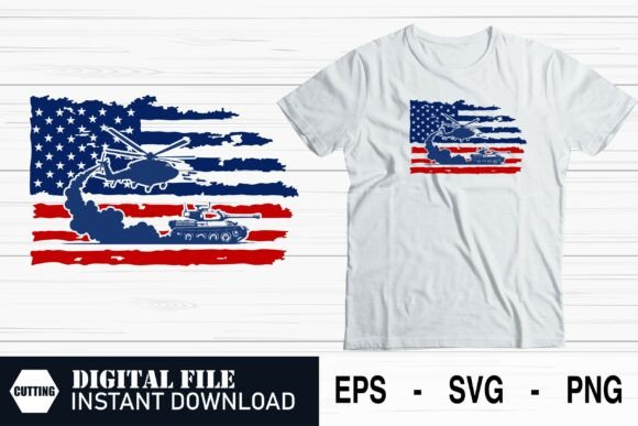 American Flag with Soldier Silhouette Graphics