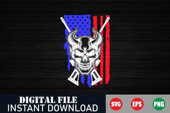 American Skull Vector Graphic with Flag