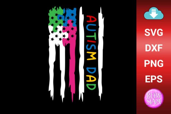 Autism Dad Distressed American Flag SVG: Graphics and Crafts