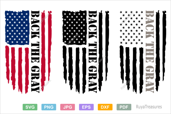 Back the Gray Distressed American Flag: Graphics for Crafts