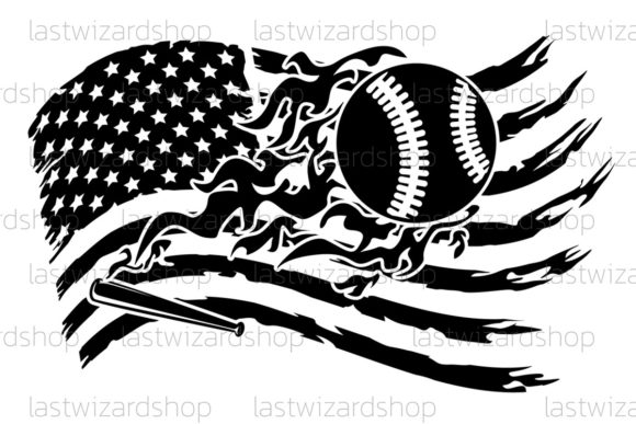 Baseball Distressed American Flag Svg Graphics