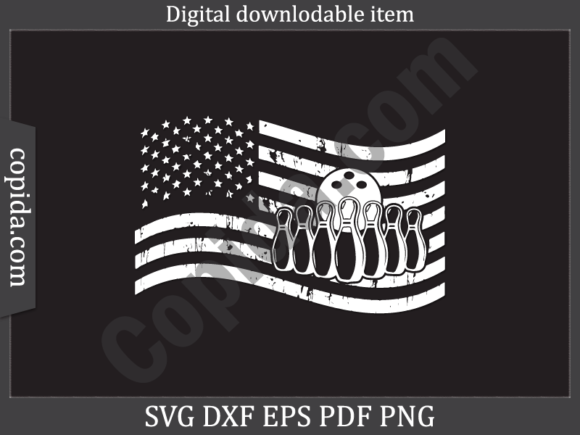 Bowling American Flag Svg Printable File: Graphics & Crafts