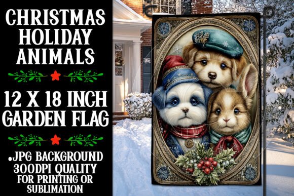 Christmas Animals Garden Flag Design 8