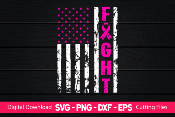 Fight American Flag Breast Cancer Aware Graphics