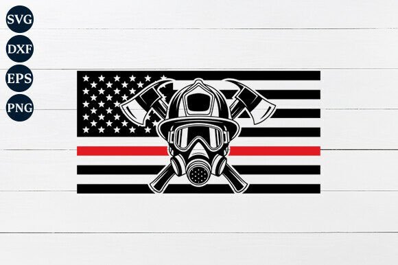 Firefighter with USA Flag SVG: Graphics for Crafts & Small Business