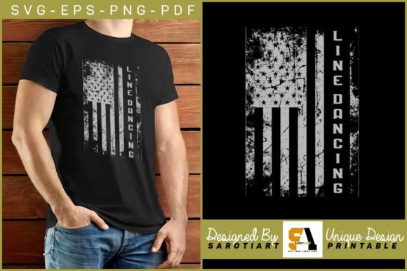 Line Dance with USA Flag Vector Design: Graphics & Crafts for Creative Publishing