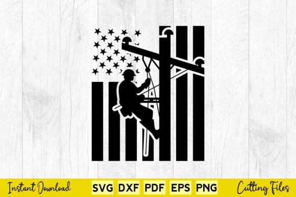 Lineman USA Flag Patriotic Lineman Svg: Graphics for Crafts