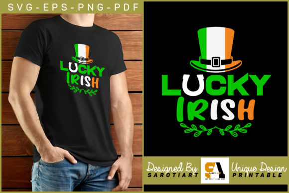 Lucky Irish Design with Irish Flag Svg