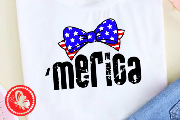 Merica USA Flag Bow 4th of July Girls Graphics