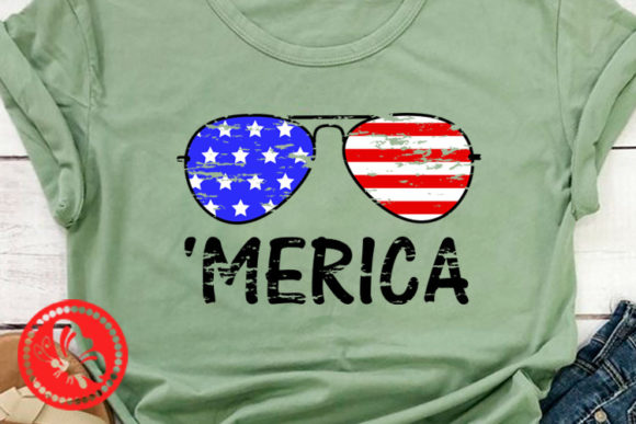Merica USA Flag Sunglasses Grunge Shirt: Graphics and Crafts for Creative Publishing