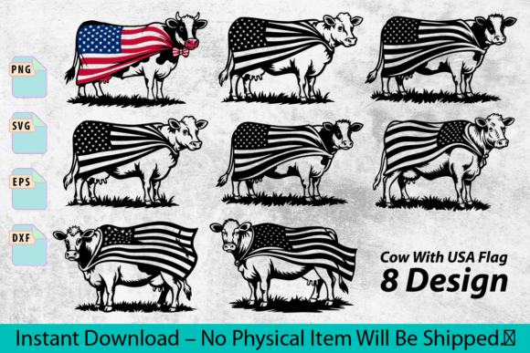 Patriotic Cow with American Flag Bundle