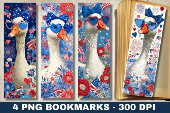 Patriotic Goose America Flag Bookmark Graphics and Crafts