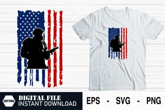 Patriotic Soldiers Saluting Waving Flag