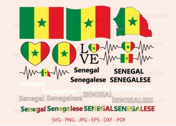 Senegal Flag Bundle Svg, Love, Waving