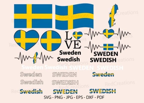 Sweden Flag Bundle Svg, Graphics and Crafts