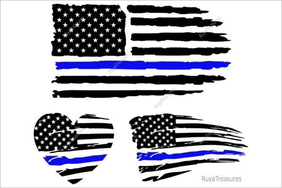 Thin Blue Line Distressed American Flag: Graphics and Crafts