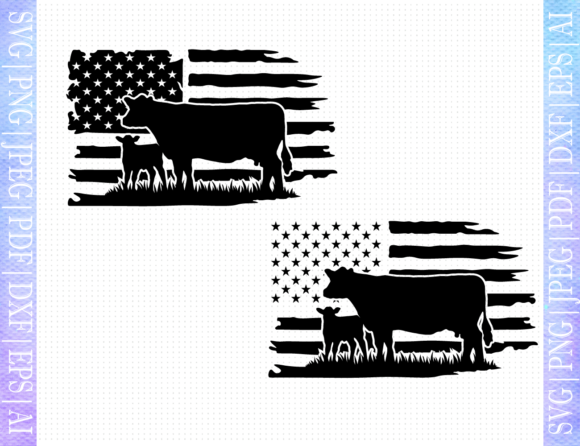 US Flag Cow Calf Svg: Graphics for Crafts Projects