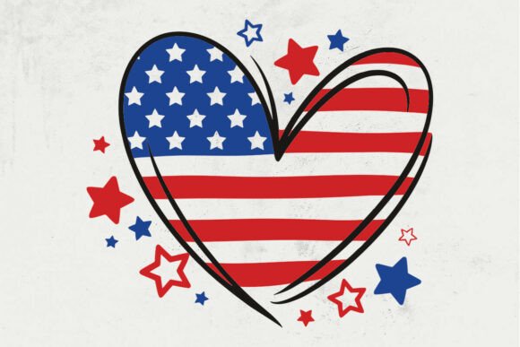 USA American Flag Heart Svg, Graphics and Crafts