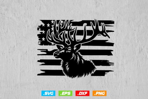USA Flag Elk Deer SVG for Crafts and Graphics