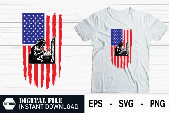 USA Flag Welding Helmet Vector Cut File for Crafts and Graphics