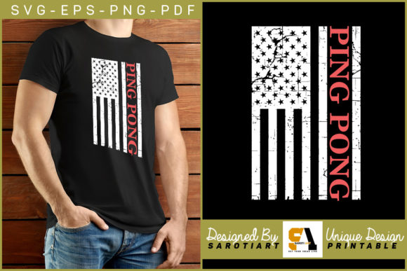USA Flag with Ping Pong Game Vector Png