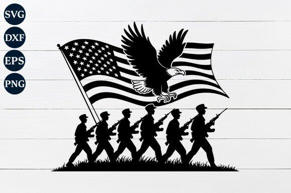 Veteran with Eagle America Flag SVG