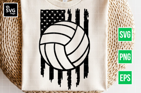 Volleyball American Flag SVG for Crafts and Graphics