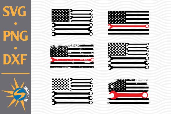 Wrench US Flag Graphics for Crafts